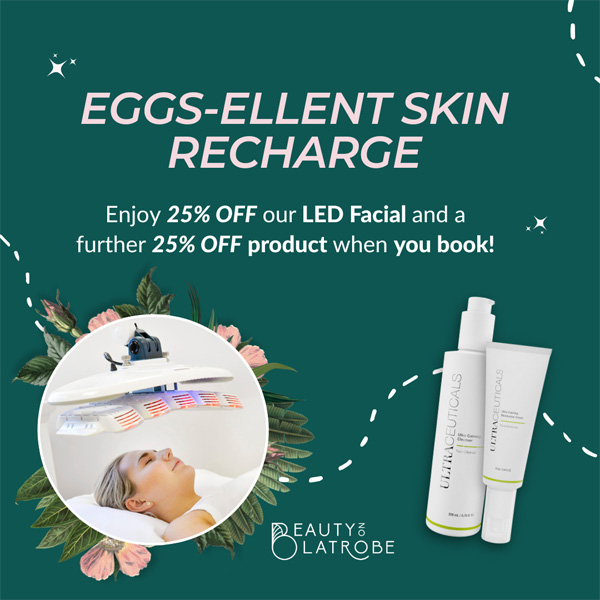 Recharge your skin with the EGGS-ELLENT LED Facial!